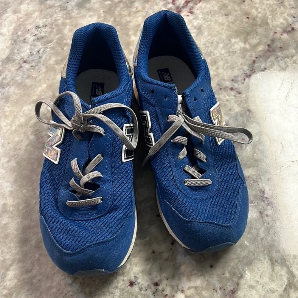 New Balance Blue Sneakers with Gray Laces Youth 3.5
